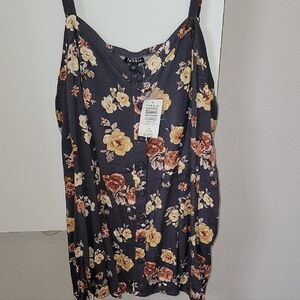 Torrid Gold and Gray Floral Sleeveless Camisole Top